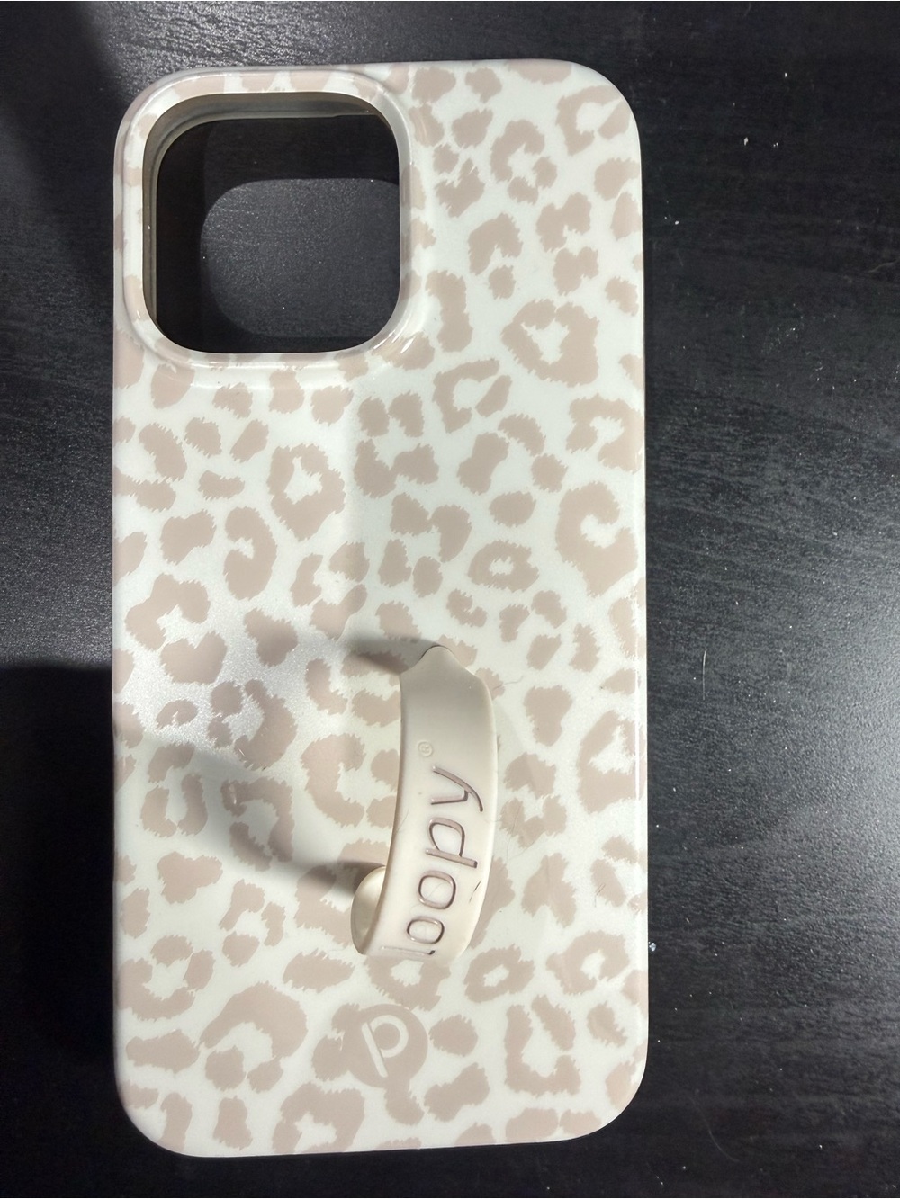 Loopy Case Beige Leopard Print Phone Case with Loop Grip